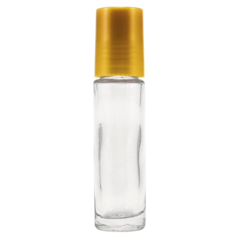 10 ml Clear Roll On Glass Bottle w/ Gold Cap