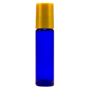 10 ml Cobalt Blue Roll On Glass Bottle w/ Gold Cap