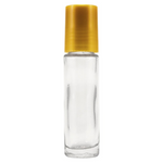 10 ml Clear Roll On Glass Bottle w/ Gold Cap